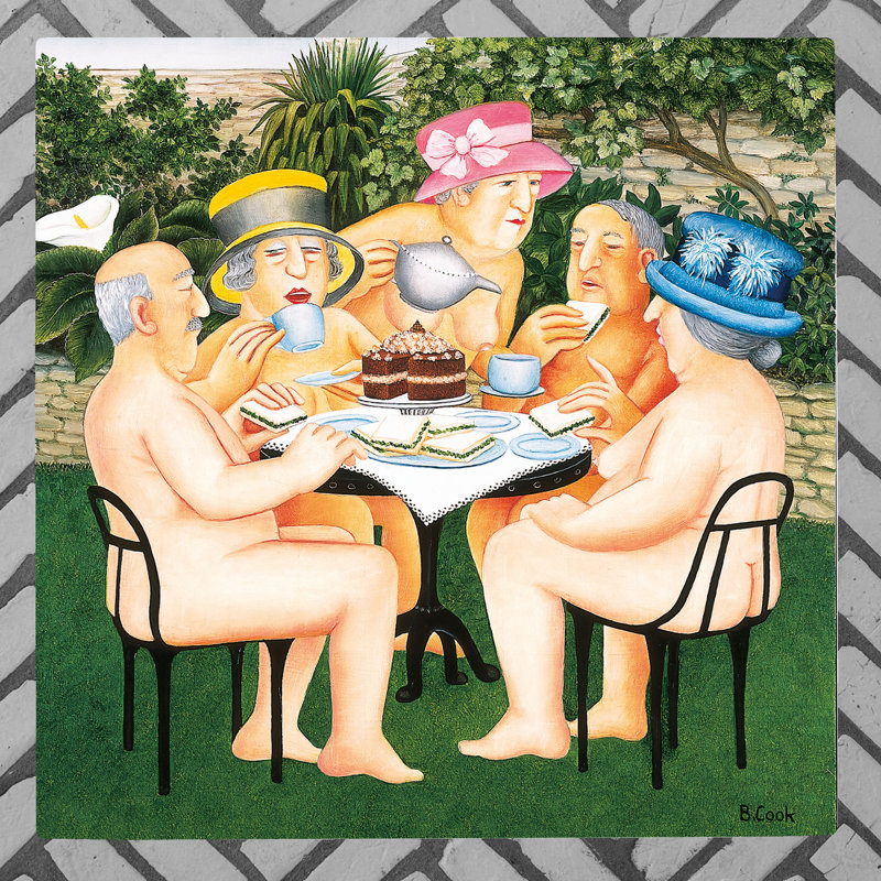 Beryl Cook Tea Party Ceramic Picture Tile Wall Decor