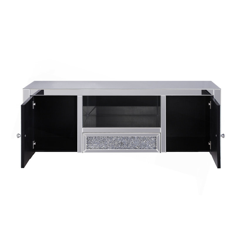 Meuble télé avec miroir et faux diamants (assemblé)
