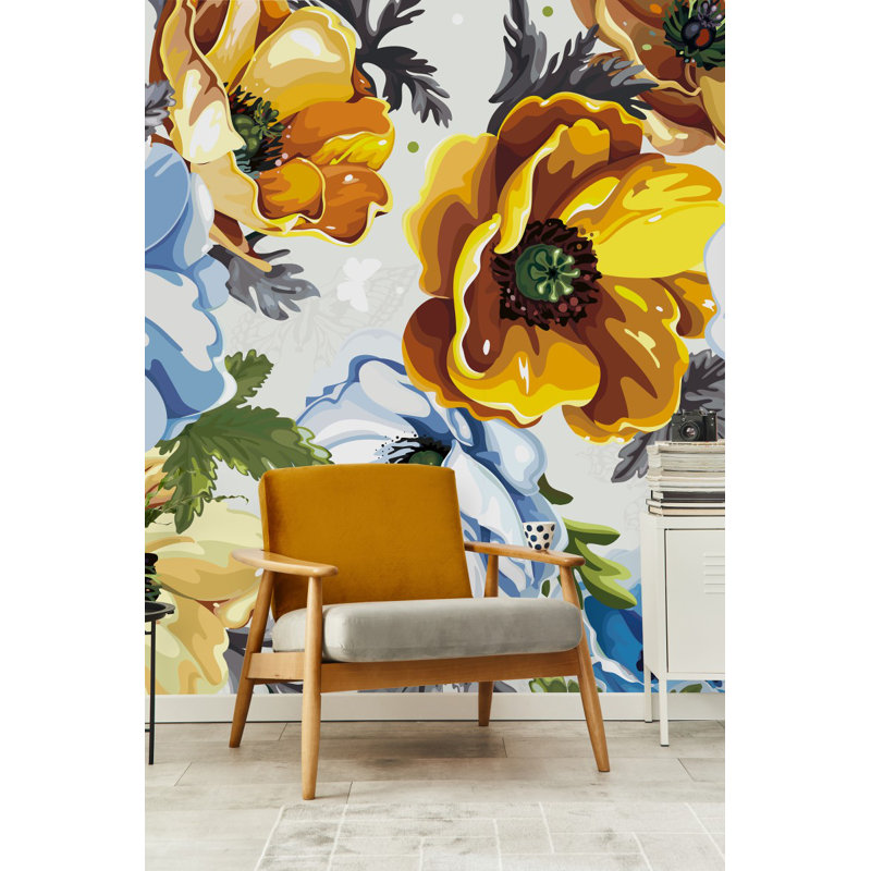 Panneau de papier peint à fleurs L 10,4 pi x l 125 po