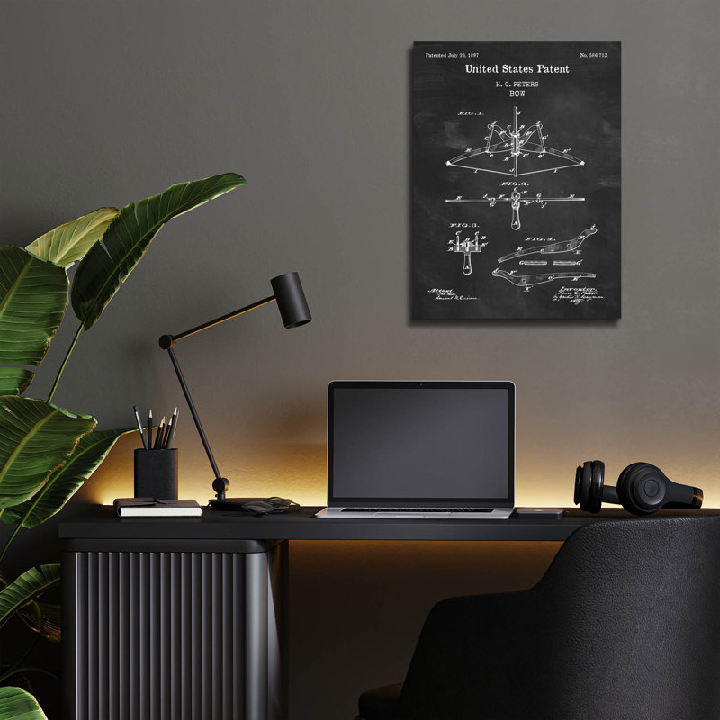«Bow Blueprint Vernis tableau noir», art mural en verre acrylique, H 16 po x l 12 po x P 0,13 po