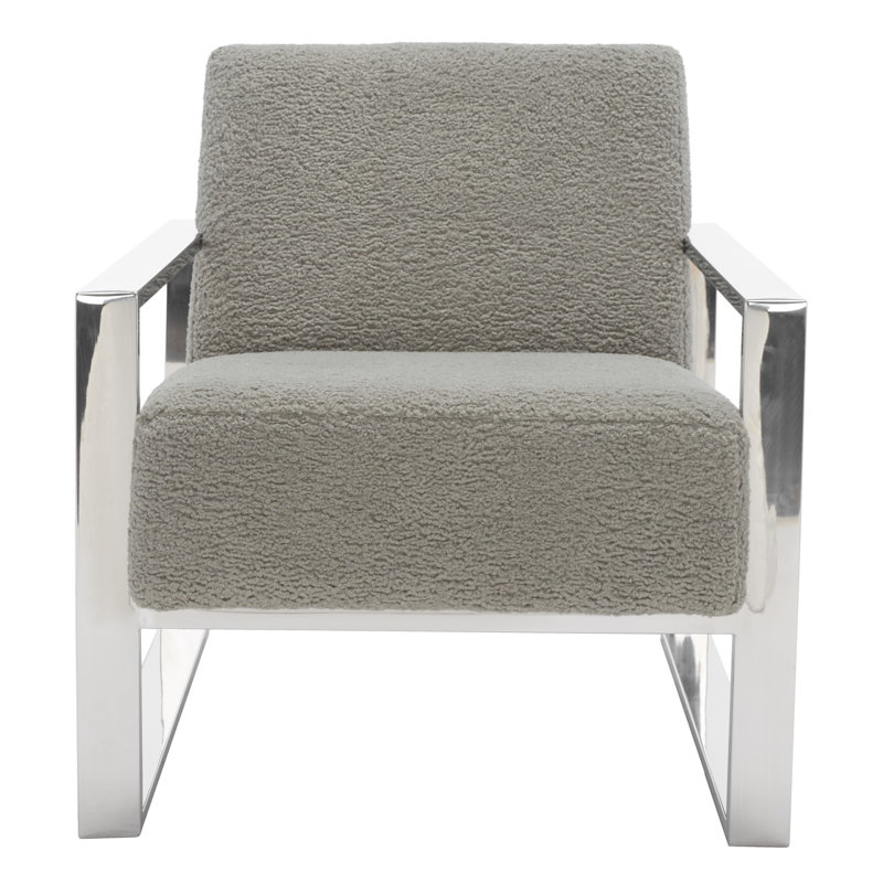 Fauteuil d'appoint Ramos, Fausse laine d'agneau grise