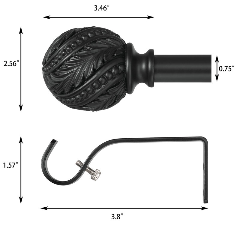 Tringle à rideaux simple réglable Debuono à largeur totale x 0,75 po, 84" - 120"
