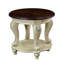 Table de bout ronde 22 pouces deux tons, canapé en bois massif avec tablette, table de coin de salon facile à assembler, plateau beige et espresso-717105387