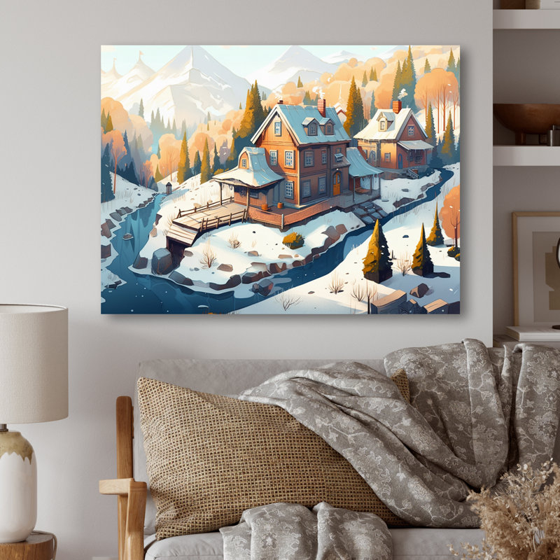 Winter Village I - Imprimé, H 12 po x l 20 po x P 1 po, Toile tendue