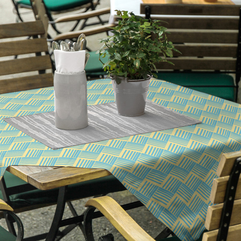 Rayures nattes classiques Nappe, Jaune / bleu sarcelle