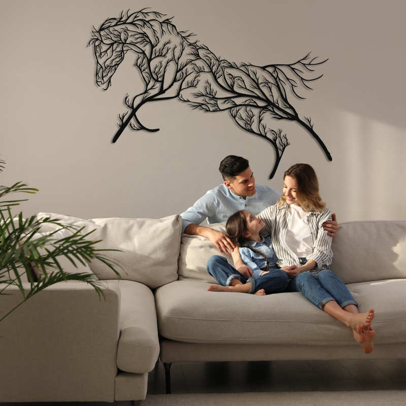  Arbre de cheval en métal, décoration murale d'intérieur et d'extérieur