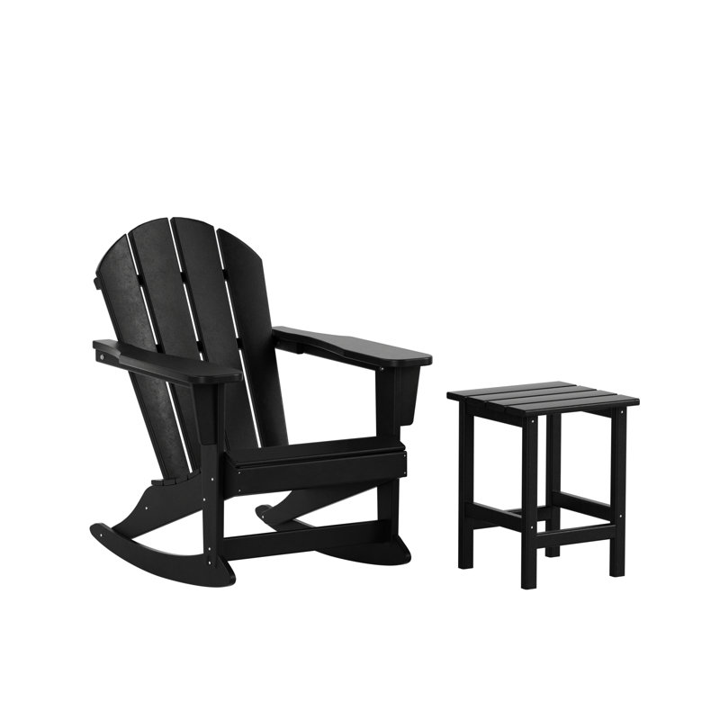 Laguna Outdoor Adirondack Chair With Table, Black