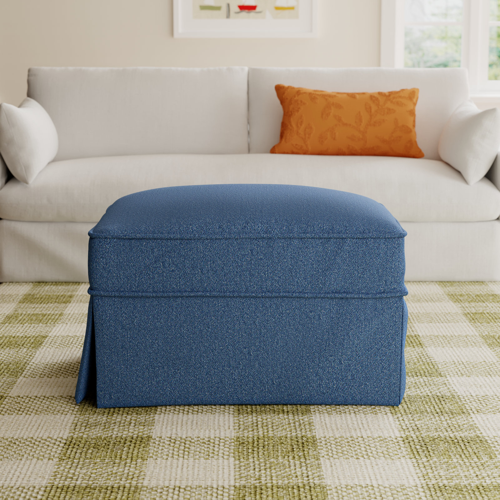 Amari 33" Ottoman, Classic Indigo Denim
