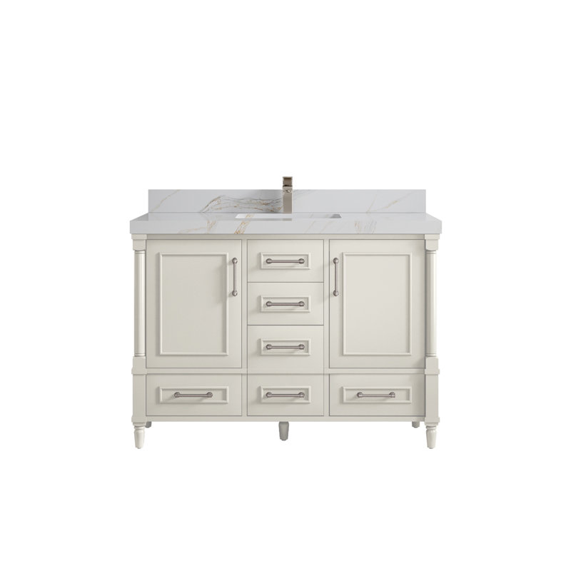 Meuble-lavabo simple avec comptoir 48 po Aberdeen, Sienne Calacatta