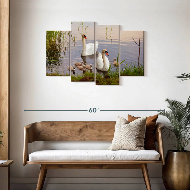 «Cygnes et cygnes» Brampt, 4 pièces