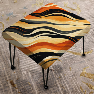 Orange And Black Natures Whispers - Abstract Rectangle Ottoman