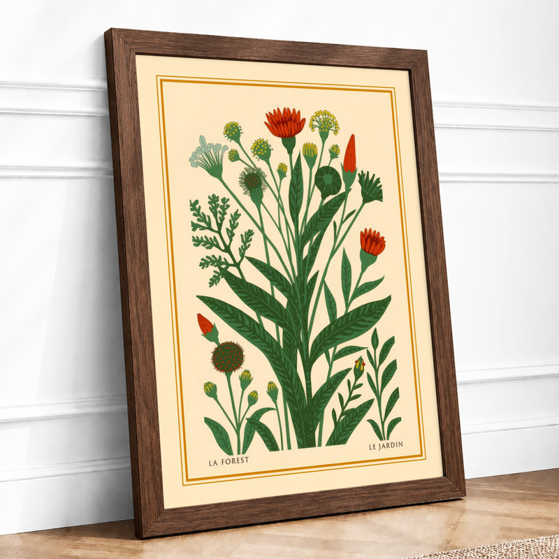 Flowering Plant Study Botanical - Framed Print, A1 - 84.1 x 59.4 cm, Walnut