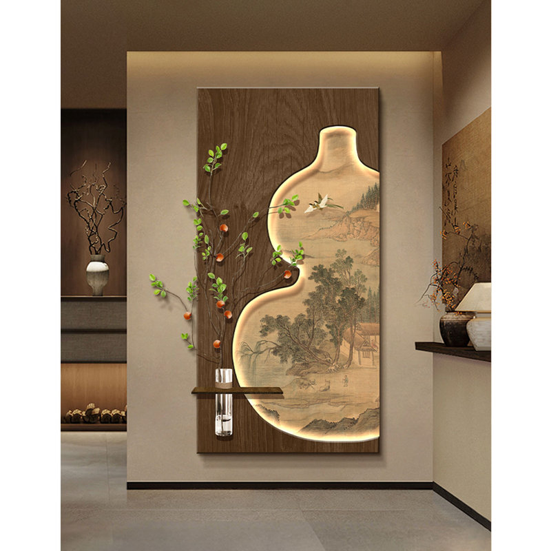 Décoration murale rétro en grès avec pot à fleurs hydroponique, H 55,12 po x l 27,56 po x P 1,97 po