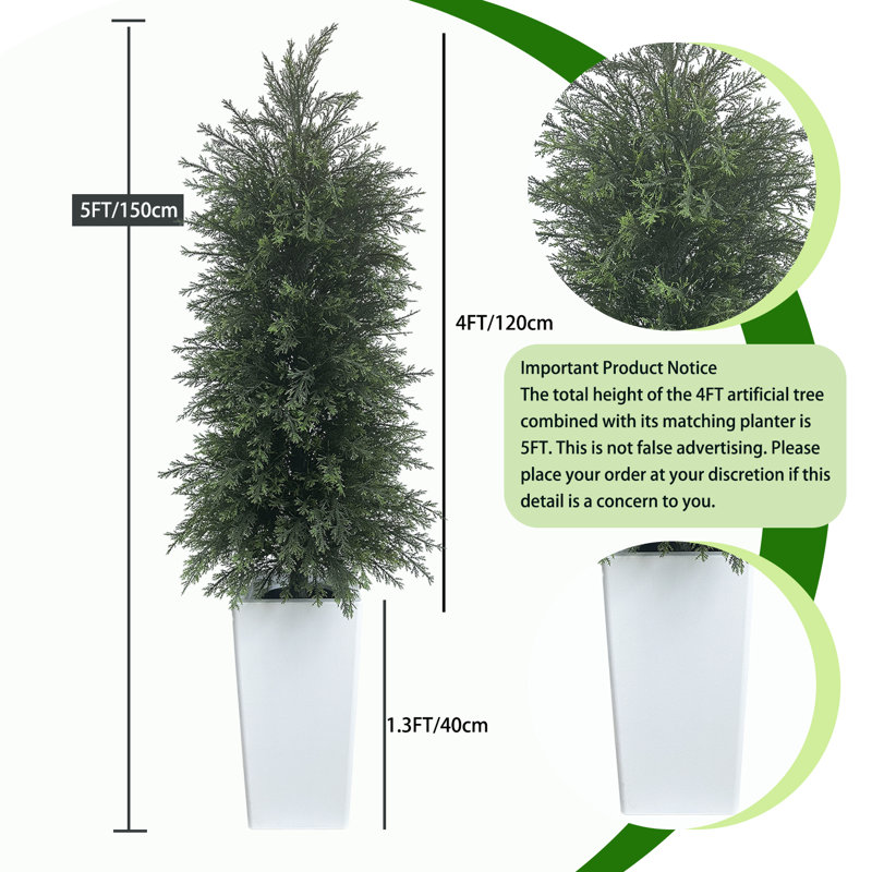 Artificial Cedar Tree With White Pot
