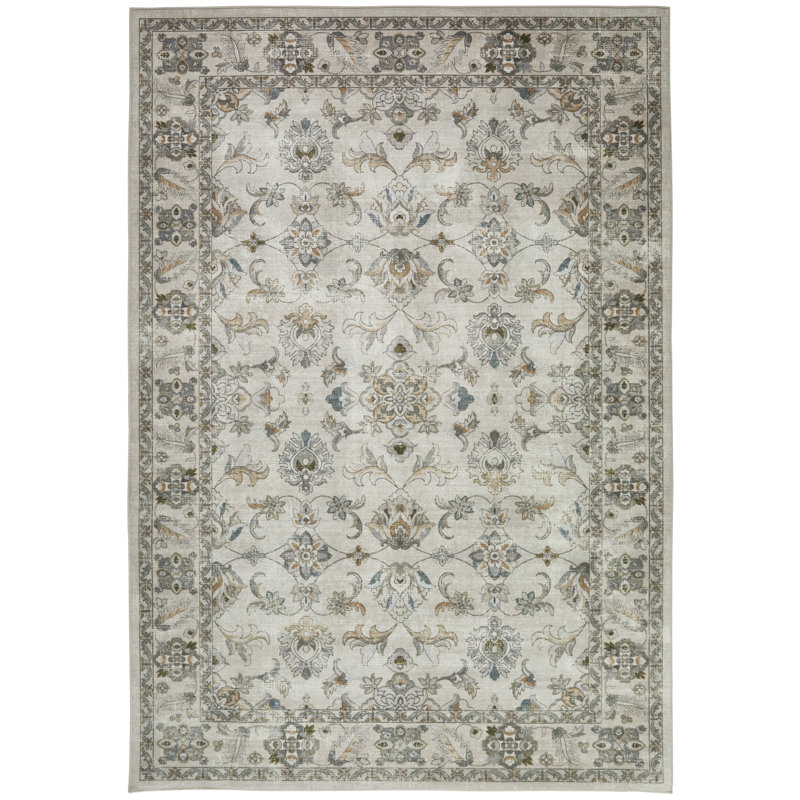 Traditional Grey Washable/Stain Guarded Area Rug , Rectangle 120 x 180 cm