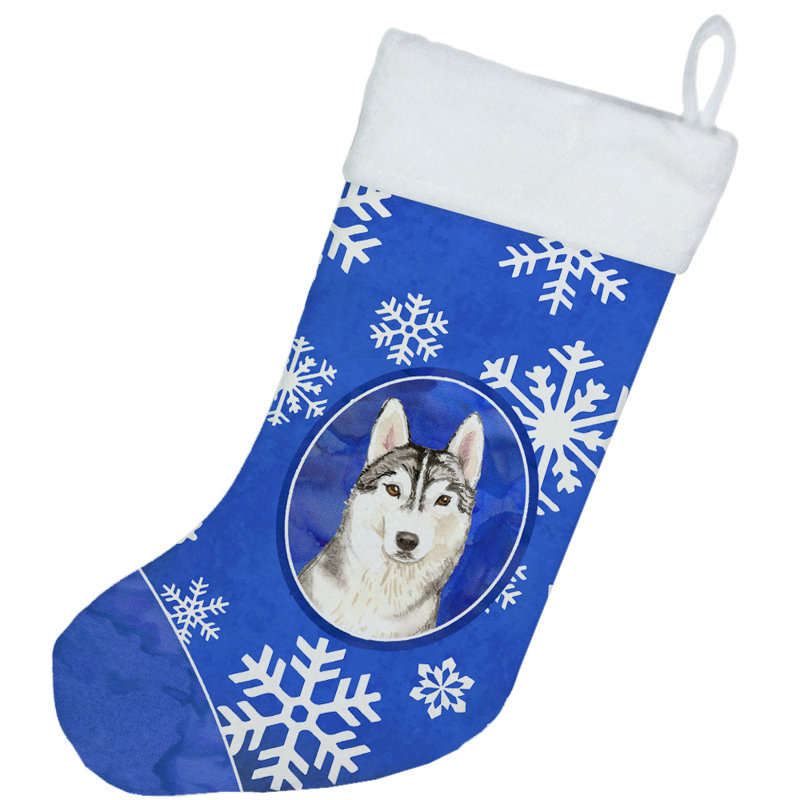 Chaussette de noël winter flocons de noël, Husky sibérien