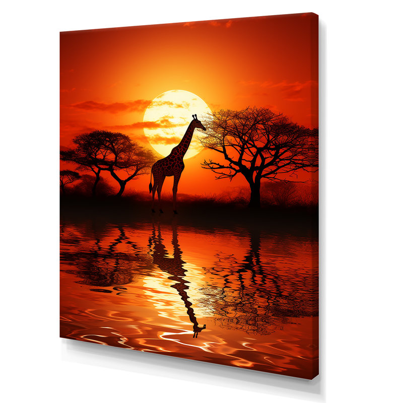 Savane, safari, aventure, girafe - girafe, art mural, Toile tendue, H 32 po x l 24 po