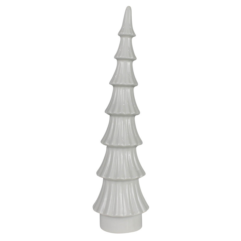 Arbres de Noël élancés, céramique - ensemble / 3 cm: 2,5 x 8,25, moyen: 3 x 10,5. Lrg: 3,5 x 13
