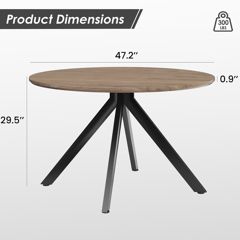Solid Wood Round Dining Kitchen Table For 4-6 People With Intersecting Pedestal Base, Black/Brown