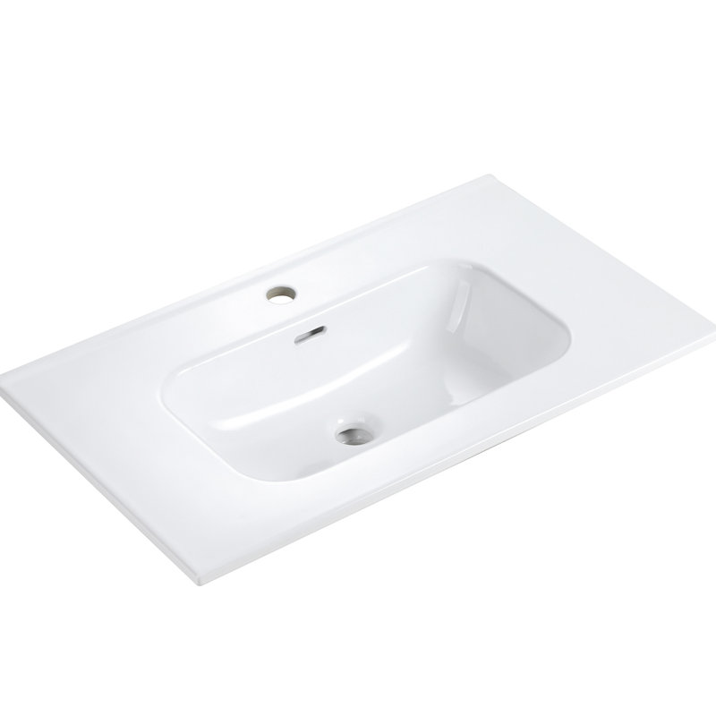 Lavabo intégré en céramique blanche Bb09-30-311, finition brillante, design contemporain et élégant, entretien simple, bord arrondi pour, profondeur de 29,71 po, largeur de 18,13 po, hauteur de 6,87 po, poids de 30,45 lb, hauteur élevée