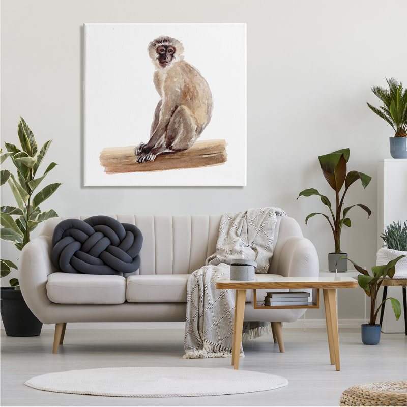«Langur Monkey Children Nursery Animal» par Fox Hollow Studios - Peinture, H 36 po x l 36 po x P 1,5 po, Toile tendue