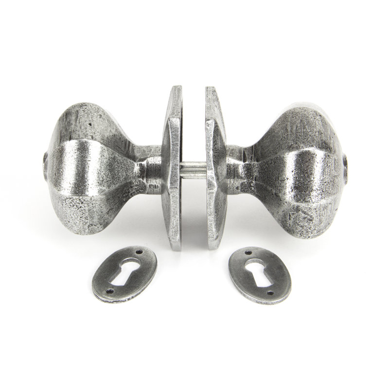 Octagonal Interior Mortise Door Knob, Pewter Patina