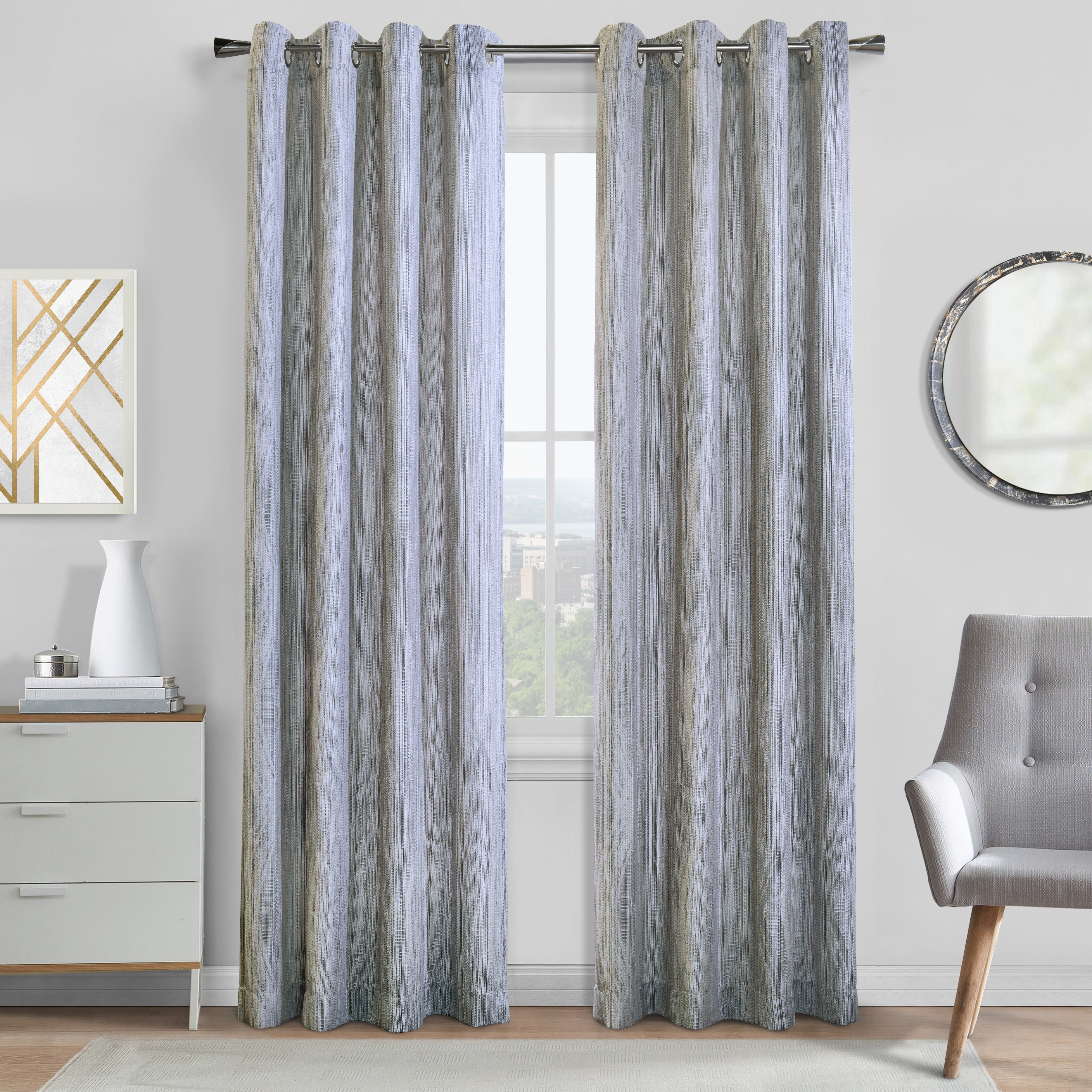 Ivy Bronx Flick Grommet Curtain Panel Window Dressing in Grey - Wayfair ...