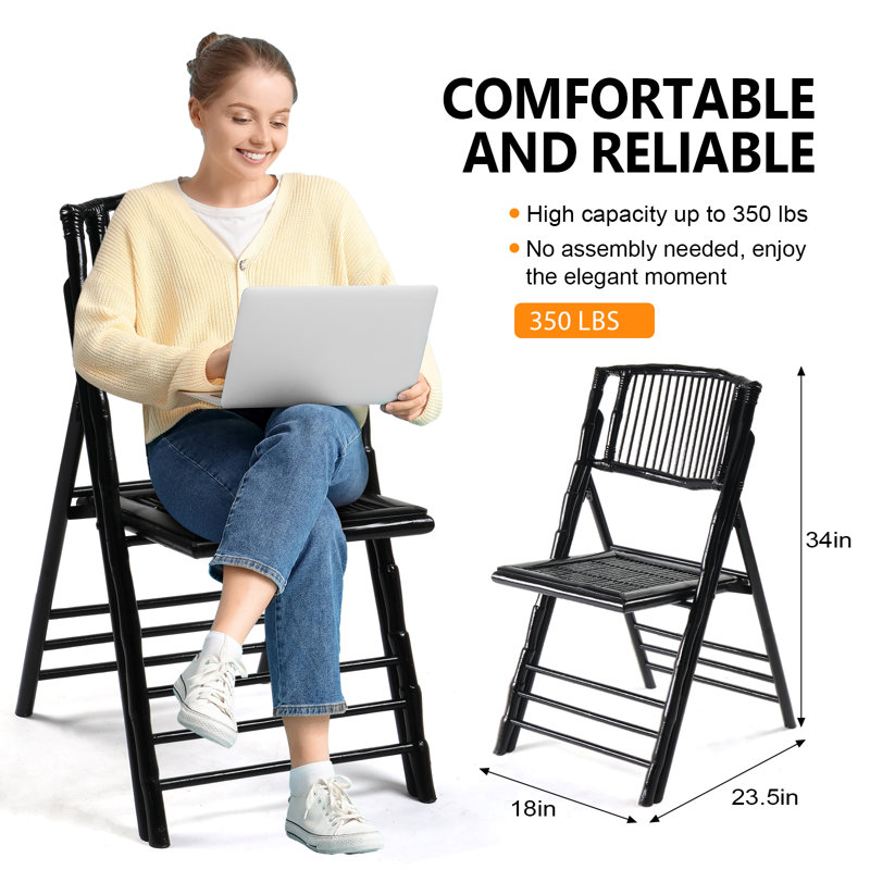 Patio Black Wood Folding Chair(Set Of 4), Black