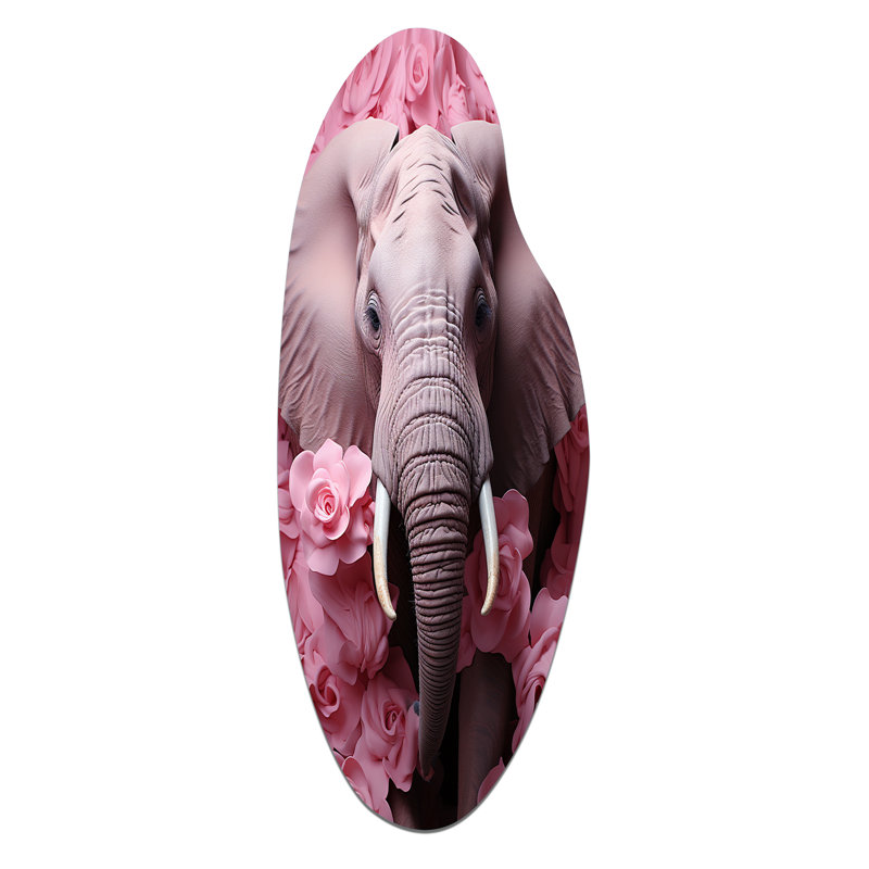 Éléphant, art mural asymétrique en métal incurvé, H 30 po x l 11 po