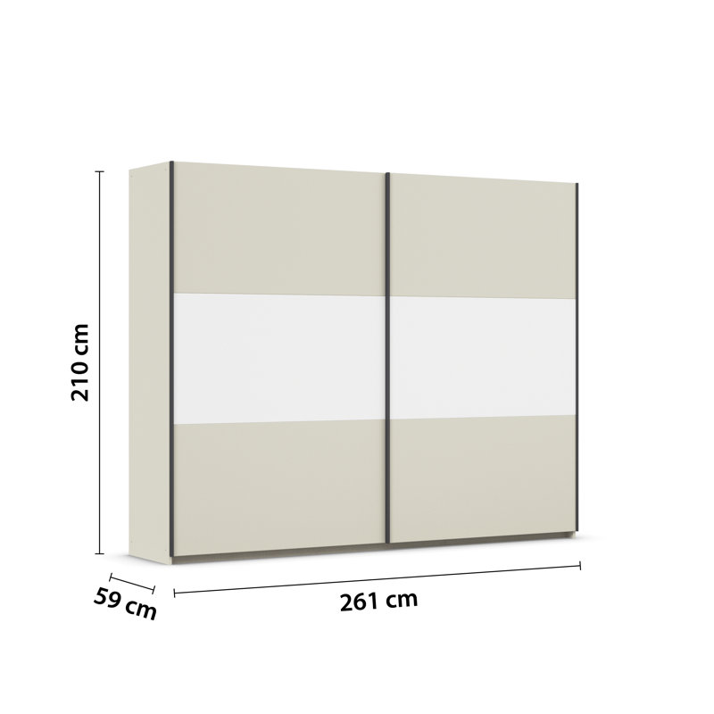 Neo 2 Door Manufactured Wood Wardrobe, 210cm H x 261cm W x 59cm D, Premium, Champagne/Alpine white
