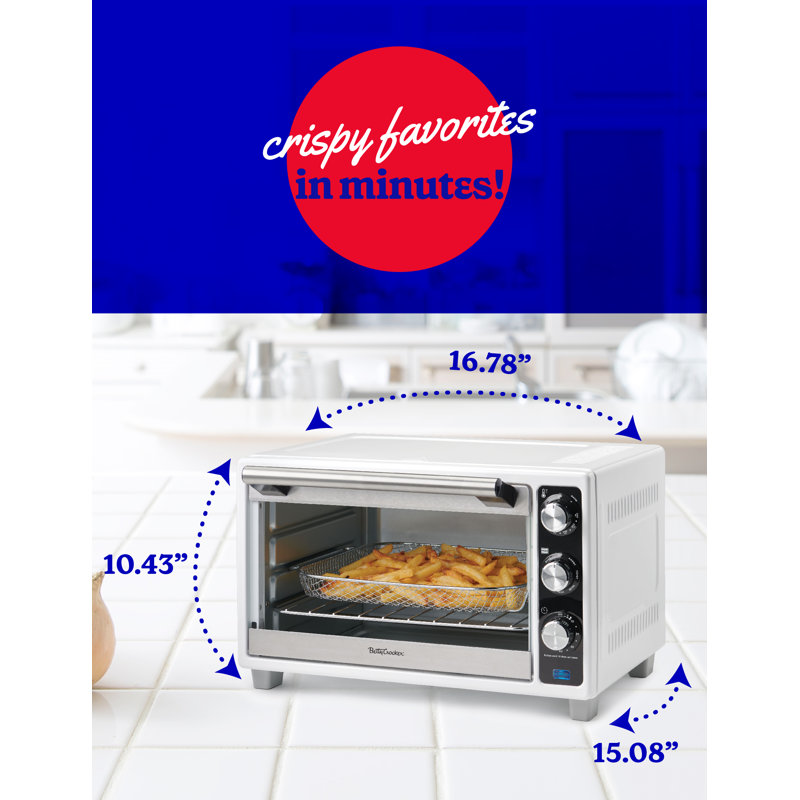 White Stainless Steel 6-Slice Air Fryer Convection Toaster Oven