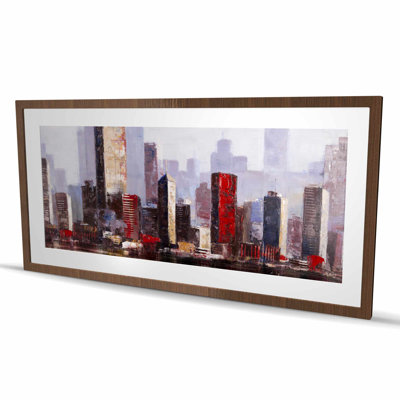 Red Cities Framed Matted Print - Industrial City Style Decor