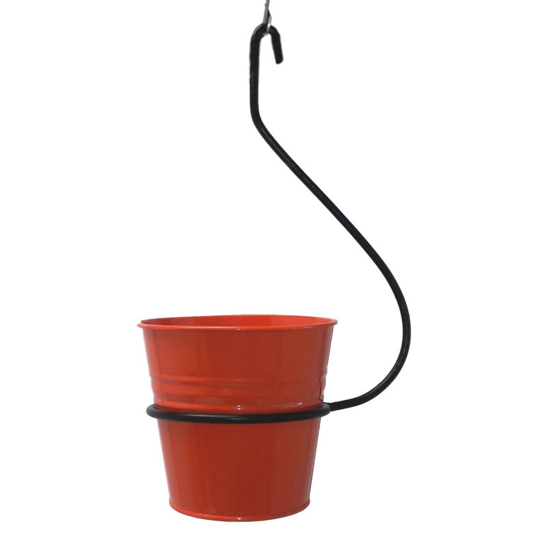 Pot de fleurs en acier galvanisé Rogin, H 20 po x l 6,5 po x P 6,5 po, Mandarine