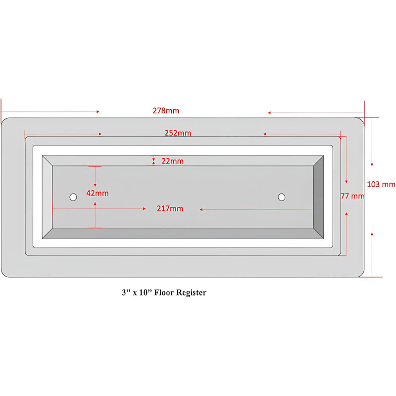 Couvercle de ventilation en acier inoxydable L 10,9 po VENTRAY, H 1,9 po x l 3 po x L 10,9 po, Noir