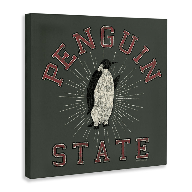 Art mural rétro sur toile "Penguin State" par Spirit Animals / Life Is High, H 36 po x l 36 po