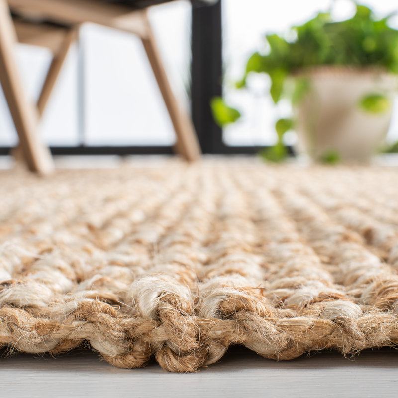 Rhiann Natural Fiber Hand Woven Jute Rug, Rectangle 4' x 6'