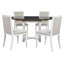 Ensemble de table de salle à manger extensible 5 pièces pour 4 personnes Trexm Table de salle à manger ronde pour 4 avec chaises rembourrées; Ensemble de table de cuisine de ferme avec rallonge amovible pour la salle à manger et la cuisine (gris et blanc)