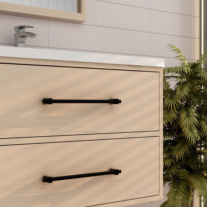 Victoria 29.5'' Single Bathroom Vanity with Acrylic Top, Yellow Oak