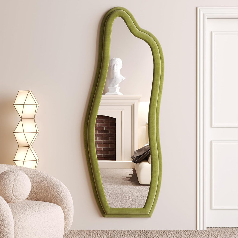 Calero Wavy Leaning Mirror, Green