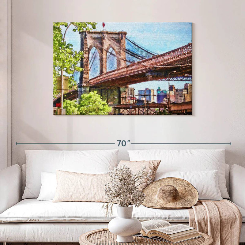 Rorry Brooklyn Bridge Calm Skyline, 30" H x 45" W