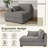 Bentura Oversized Upholstered Light Gray Corduroy Chaise Lounge with Armrests & Throw Pillows-95259942-95259943