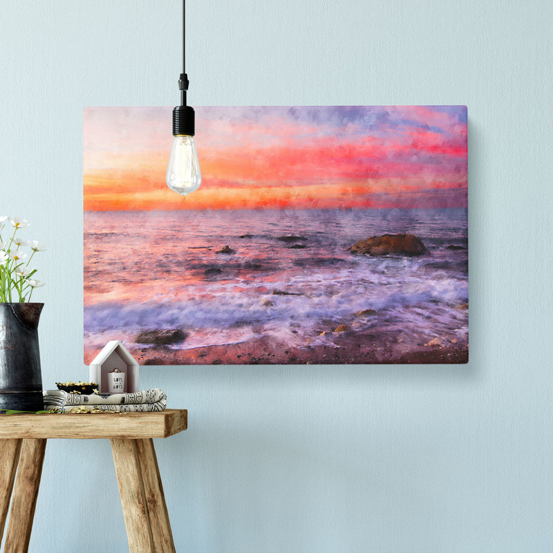 Beach In Spain - Wrapped Canvas Painting, 35cm H x 50cm W x 3cm D