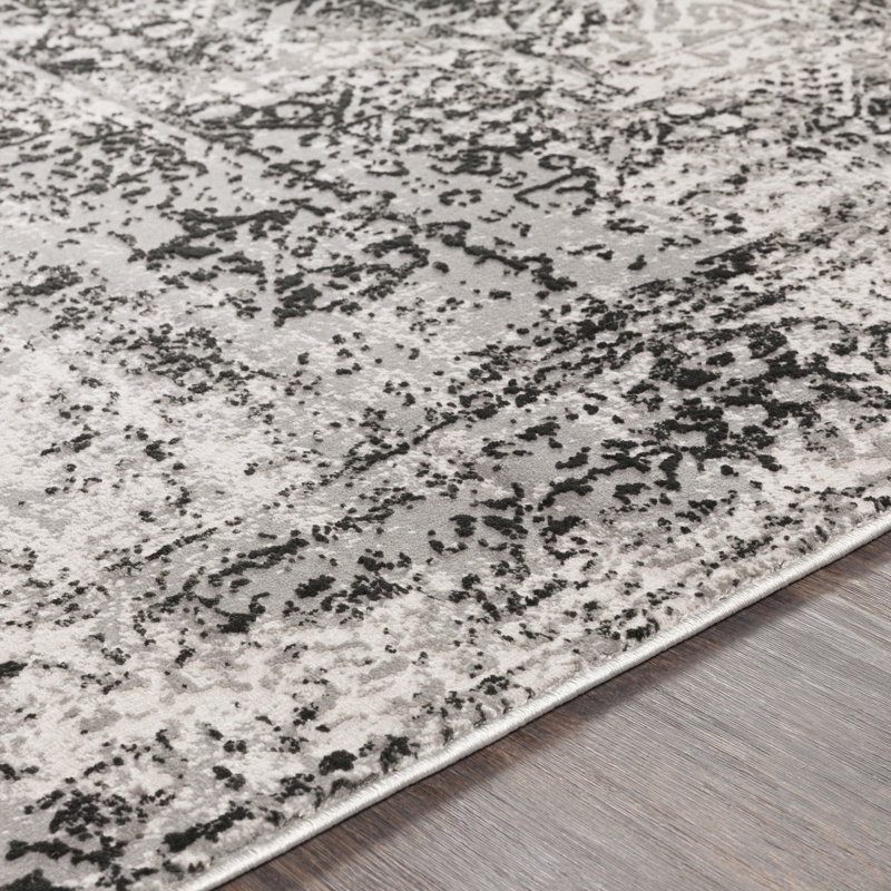 Tapis noir à motif oriental Tyrese, Rectangle 2 pi x 3 pi