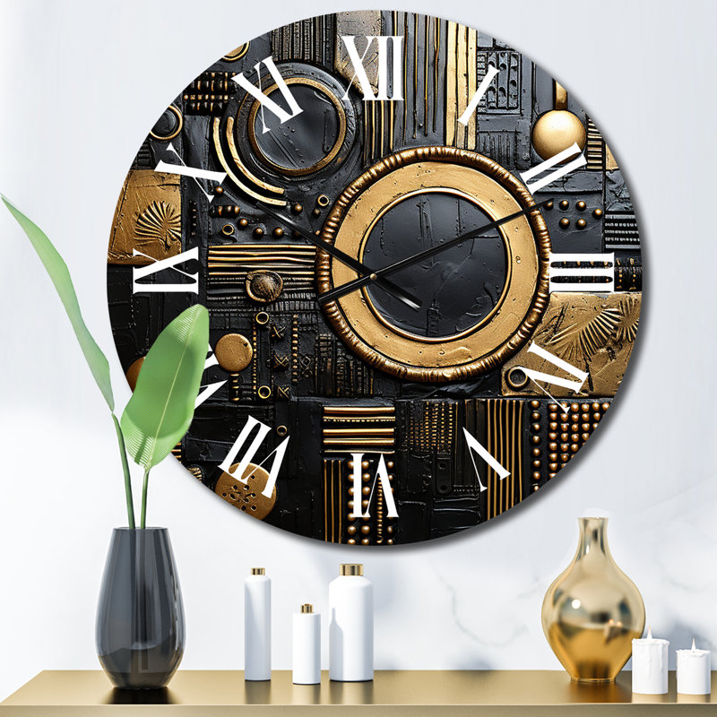 Horloge murale moderne ésotérique «Knowing In Teal and Gold III», Petit