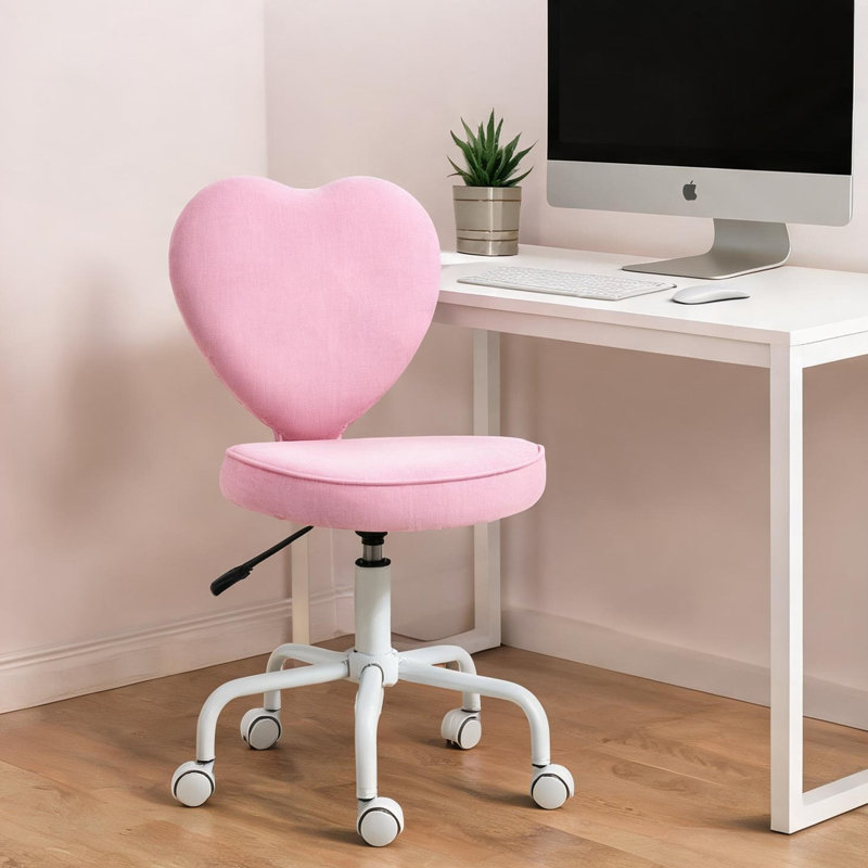 Mobilier de bureau personnel combinant une base en acier et un siège pivotant au design rose et robuste
