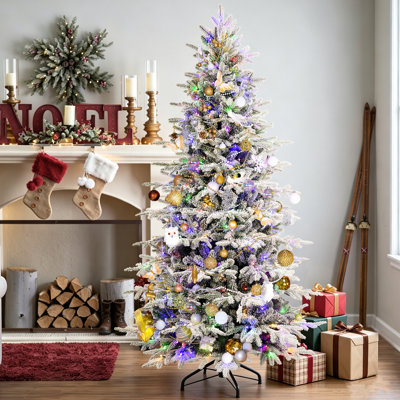 Arbre de Noël artificiel à charnière illuminé 7 pi