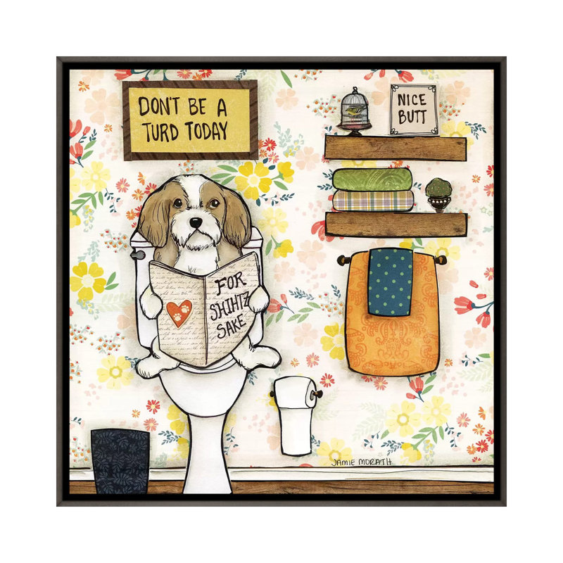 « Turd Today » par Jamie Morath-impression, H 18 po x l 18 po x 1,5 po, Pas de tapis, Toile avec cadre gris