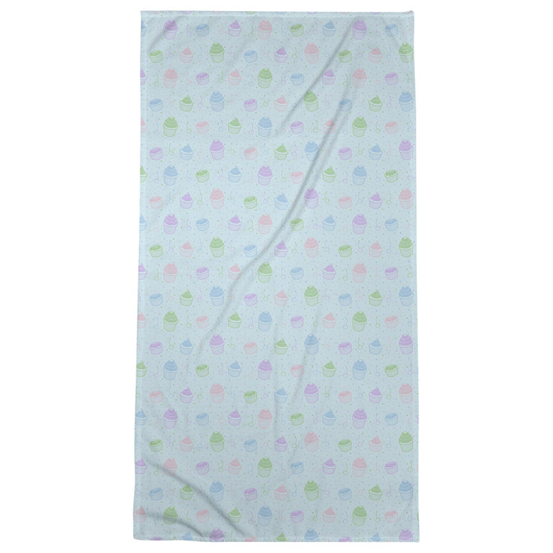 Serviette de bain classique cupcake, bleu