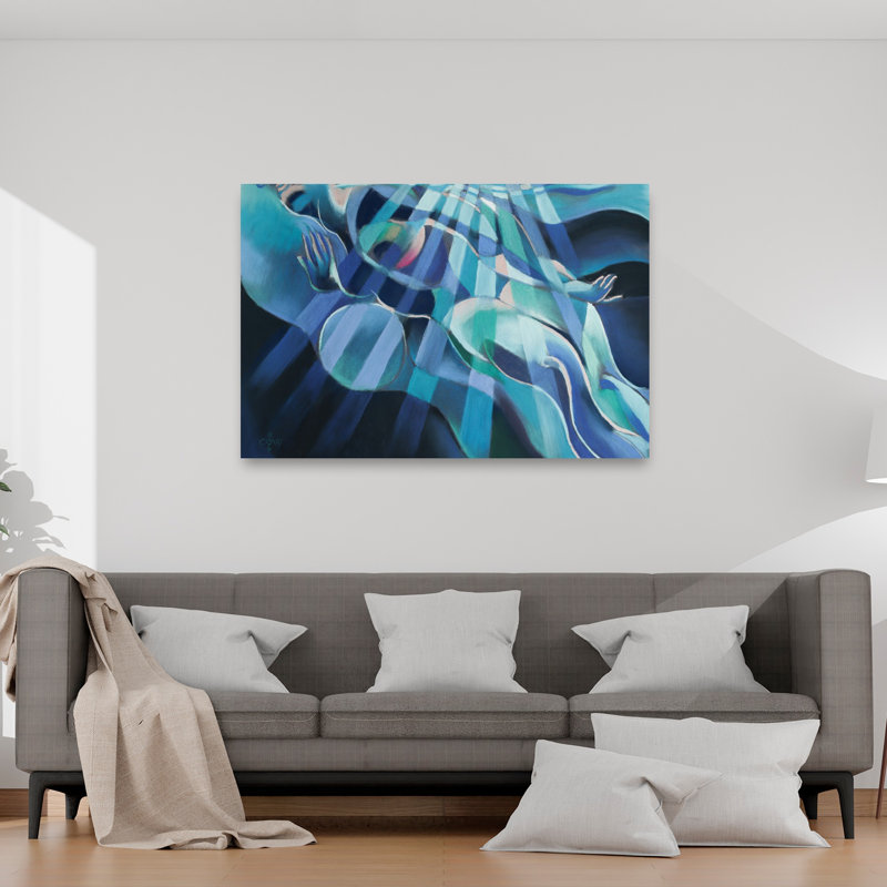 Art sous-marin abstrait océan pacifique serein, 40" H x 60" W