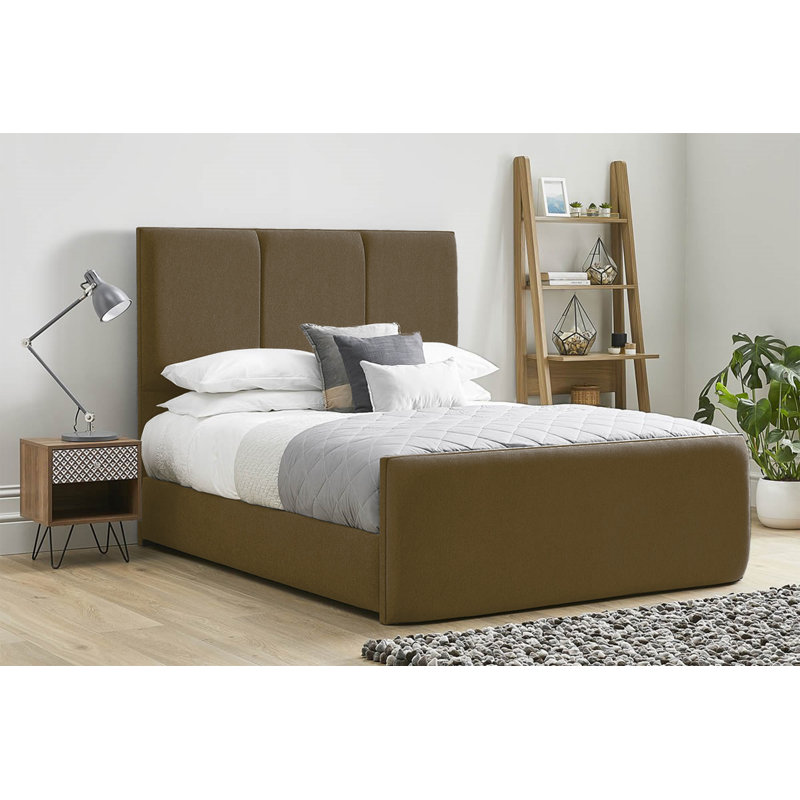 Ledley Kailua Upholstered Bed Frame - Plush Velvet with Headboard and Sprung Slats, Double (4'6), Mink